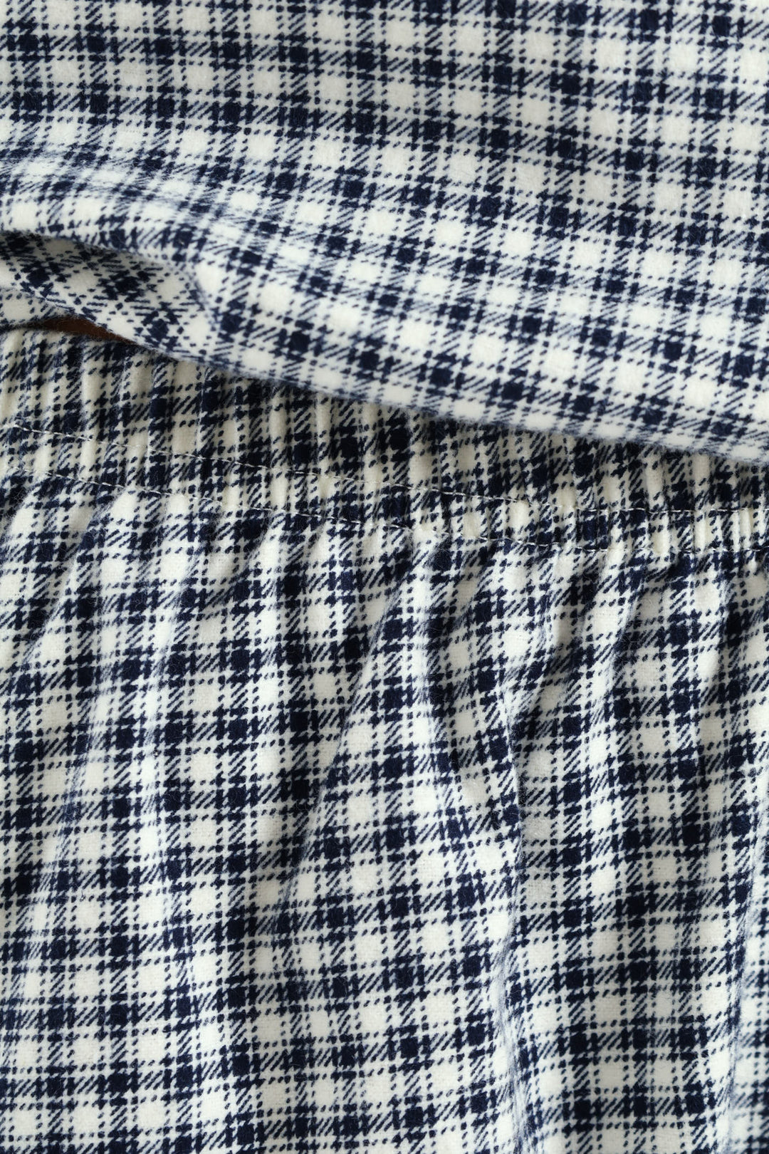 Check Flannel Button Through & Short Set - White/Navy
