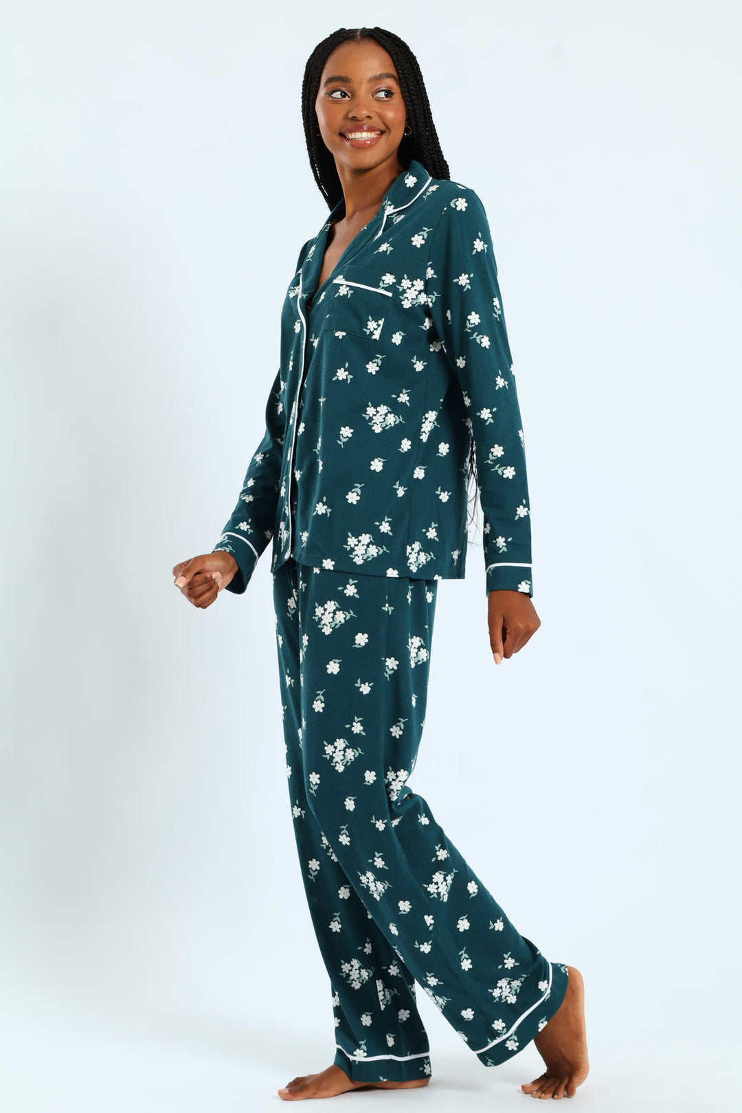 Daisies Knit Button Through & Pant Set - Dark Green