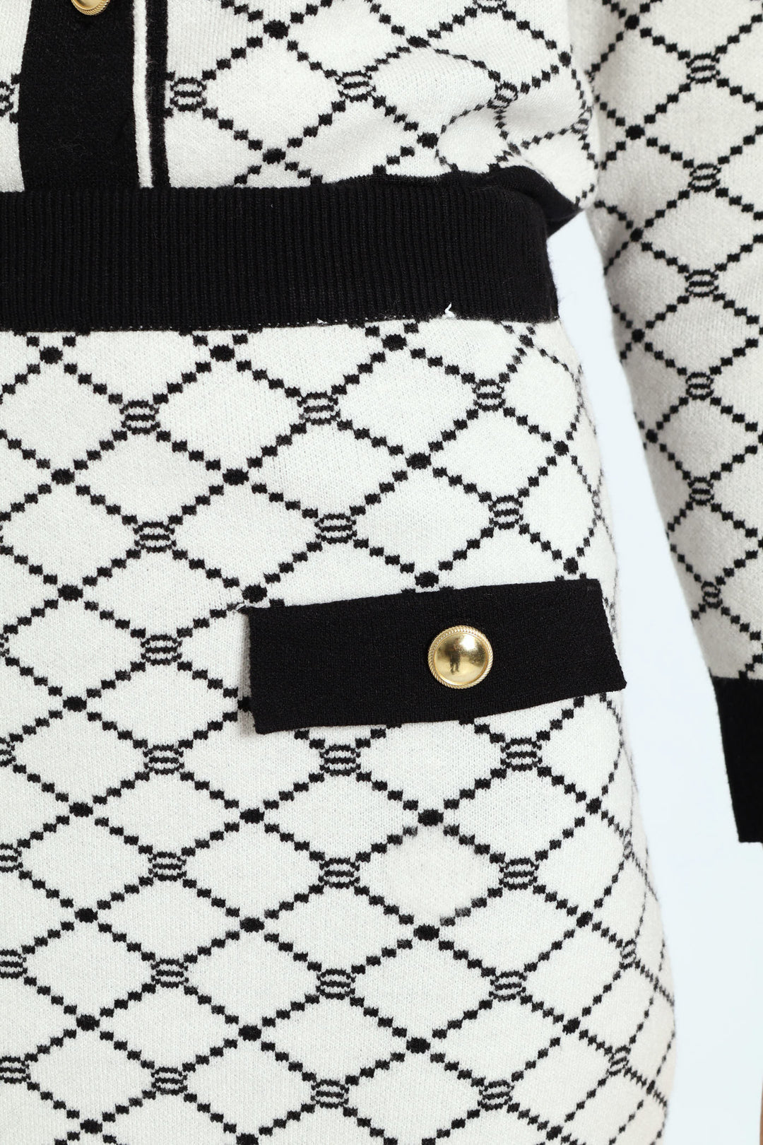 Contrast Tipped Styled Knitwear Skirt - Cream