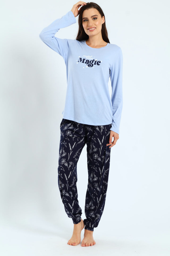 Knit Flower Jogger - Navy