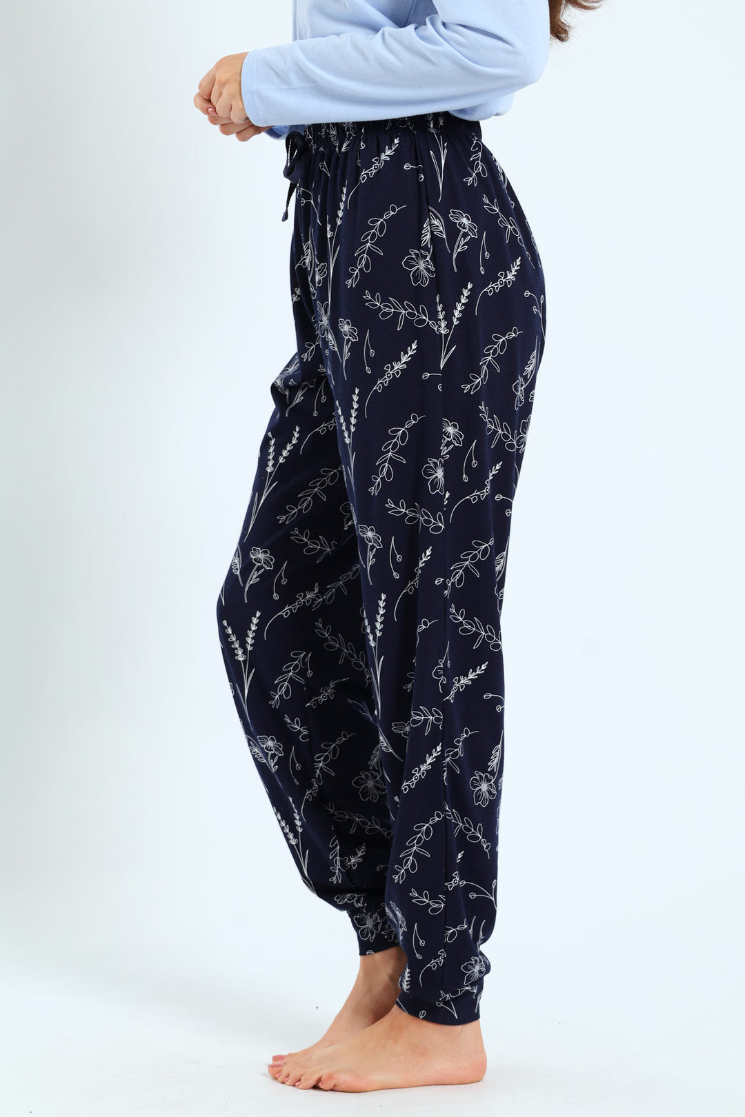 Knit Flower Jogger - Navy