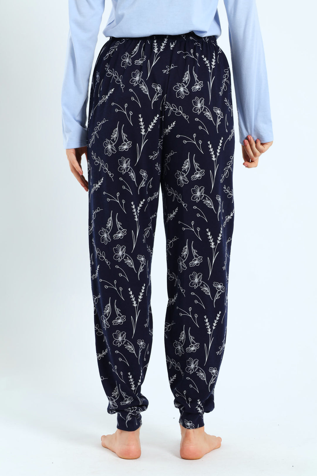 Knit Flower Jogger - Navy