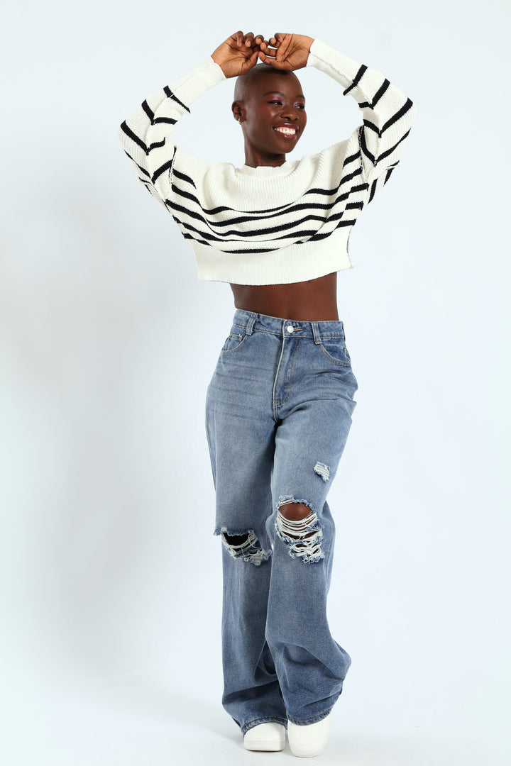 Boxy Stripe Knitwear - Cream