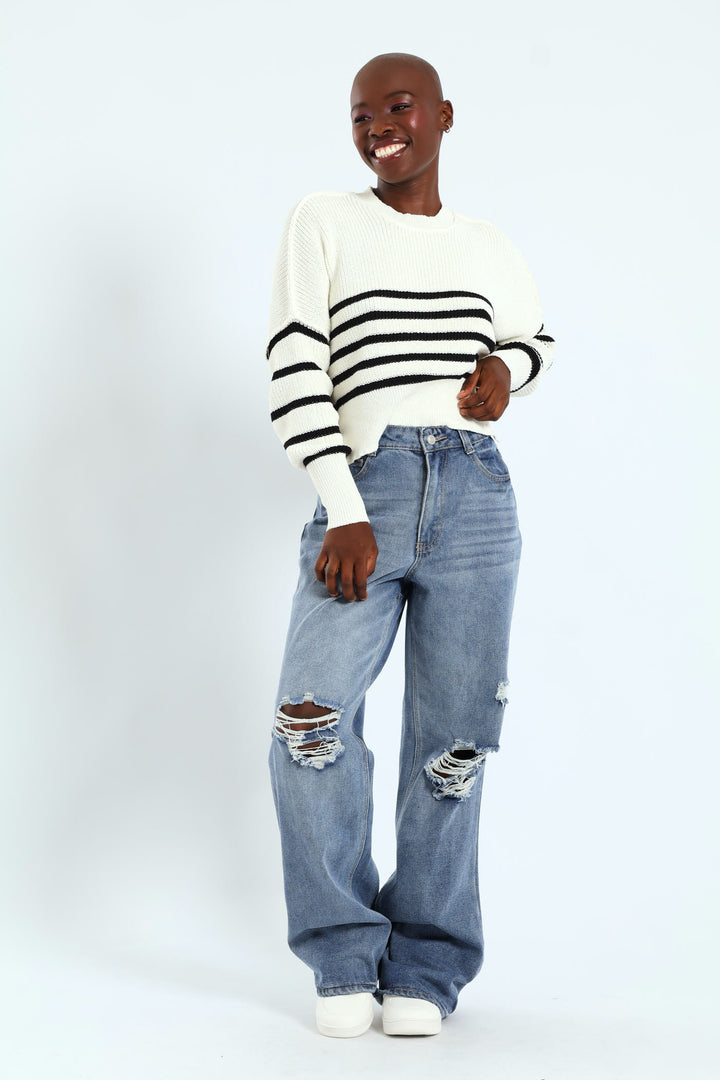 Boxy Stripe Knitwear - Cream