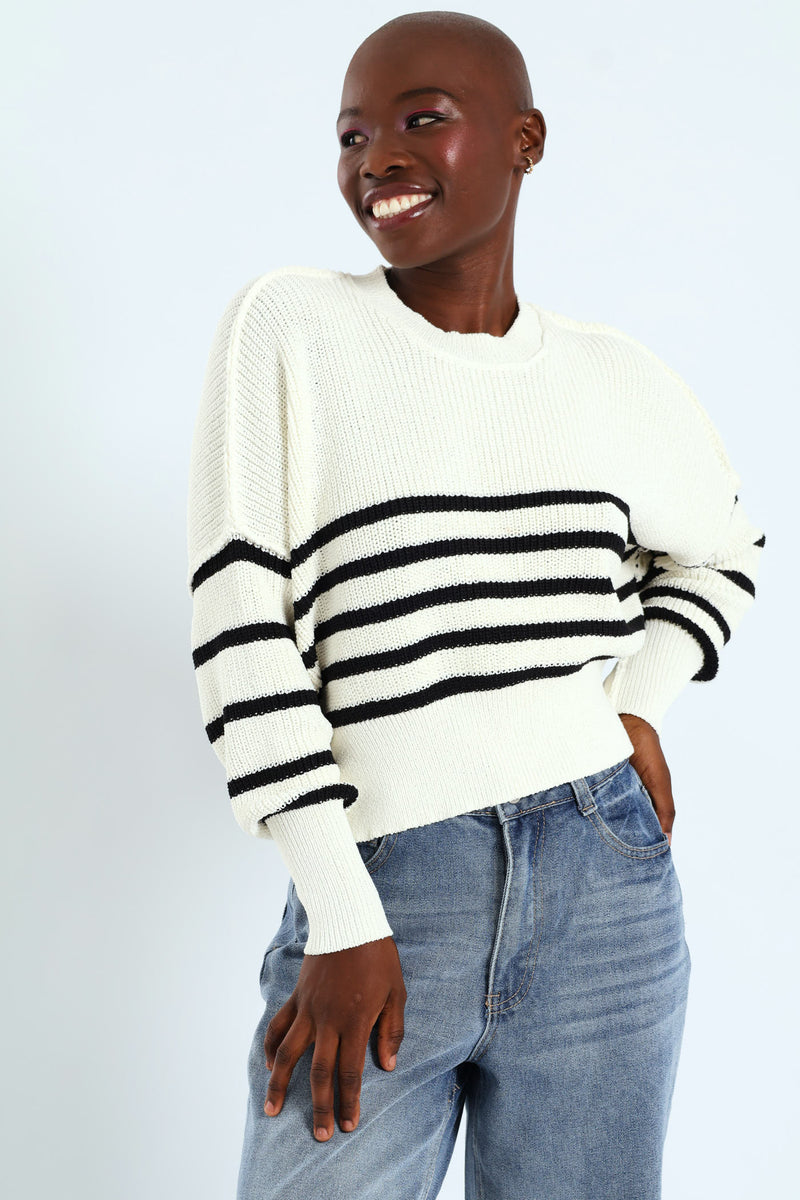 Boxy Stripe Knitwear - Cream