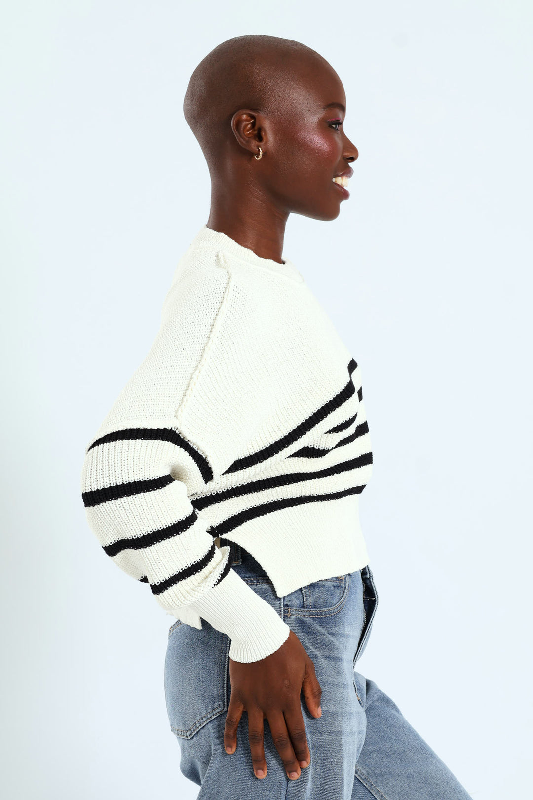 Boxy Stripe Knitwear - Cream