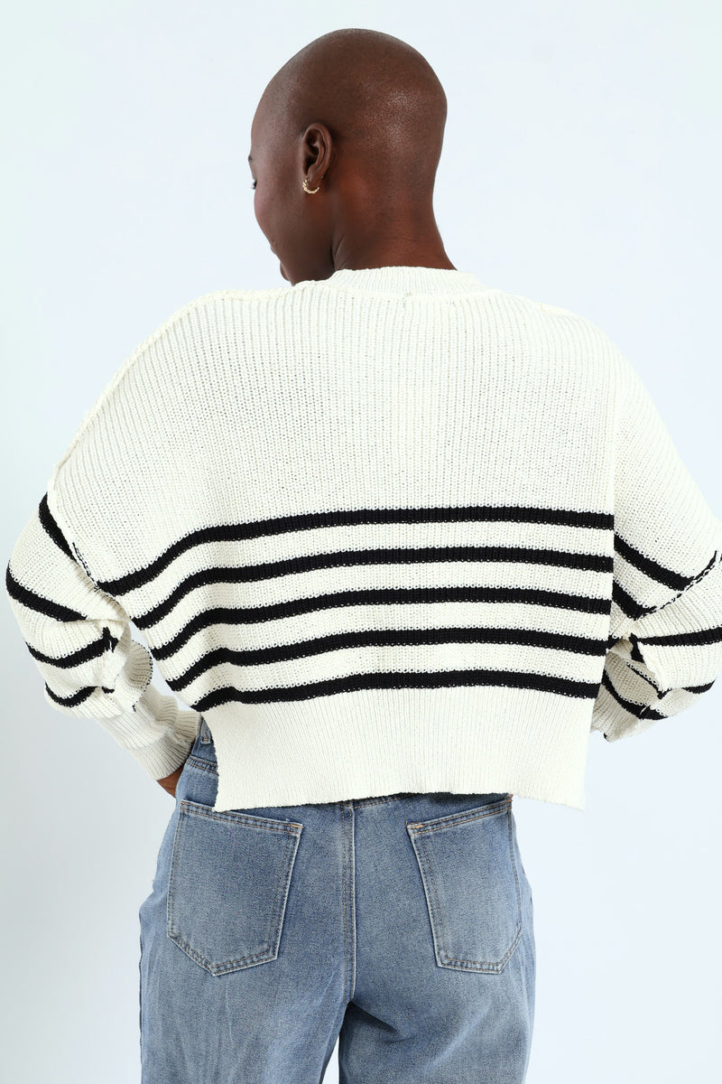 Boxy Stripe Knitwear - Cream