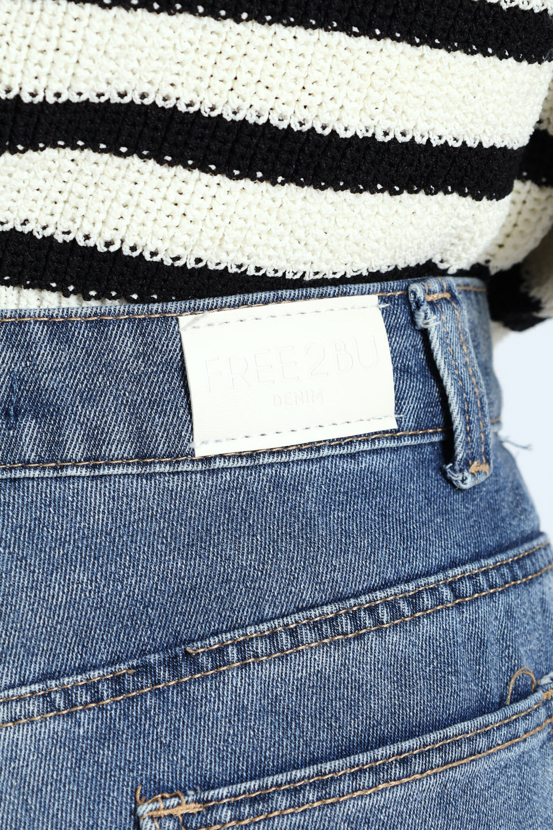 Rip & Repair Regular Rise Wide Leg Denim - Mid Blue