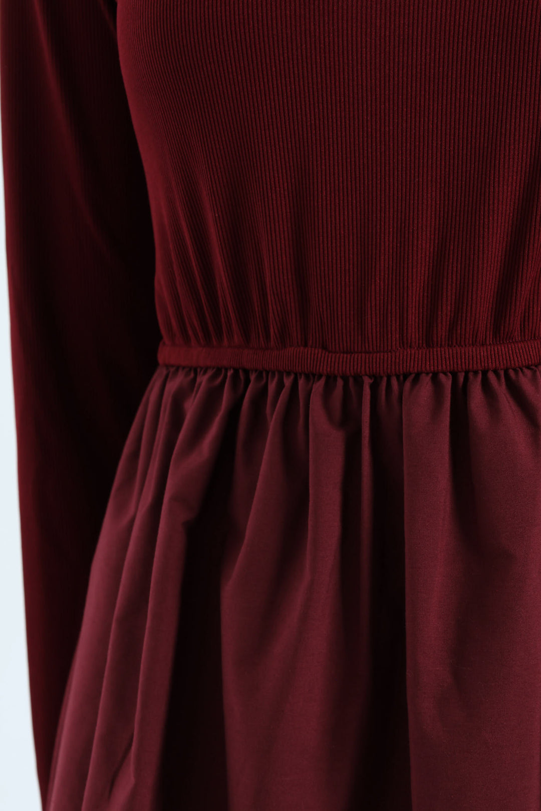 Long Sleeve Rib Combo Midi Dress