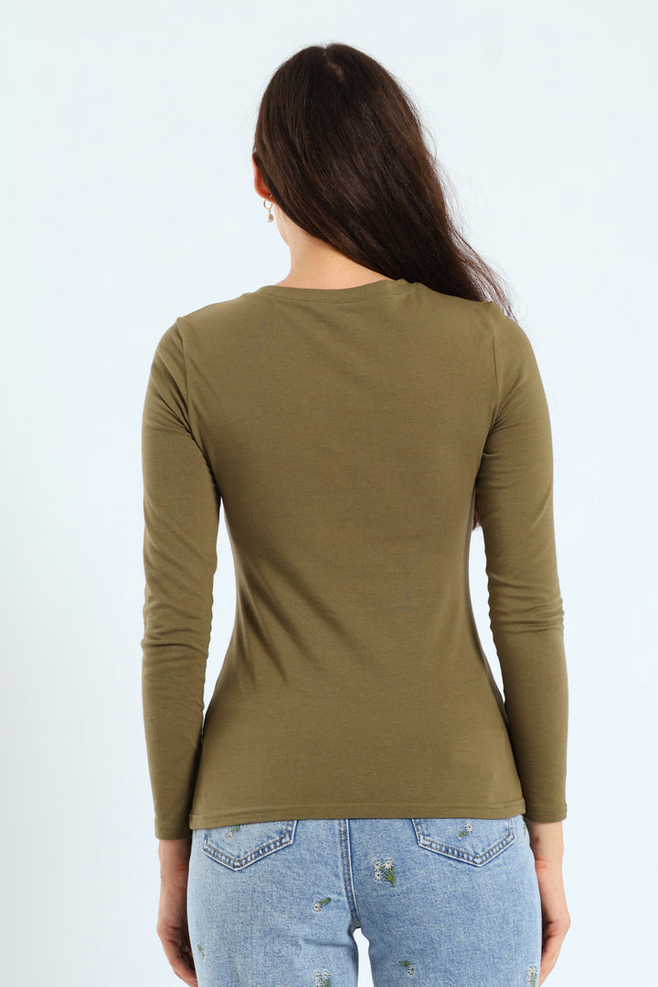 Cotton Lycra Crew Top - Fatigue