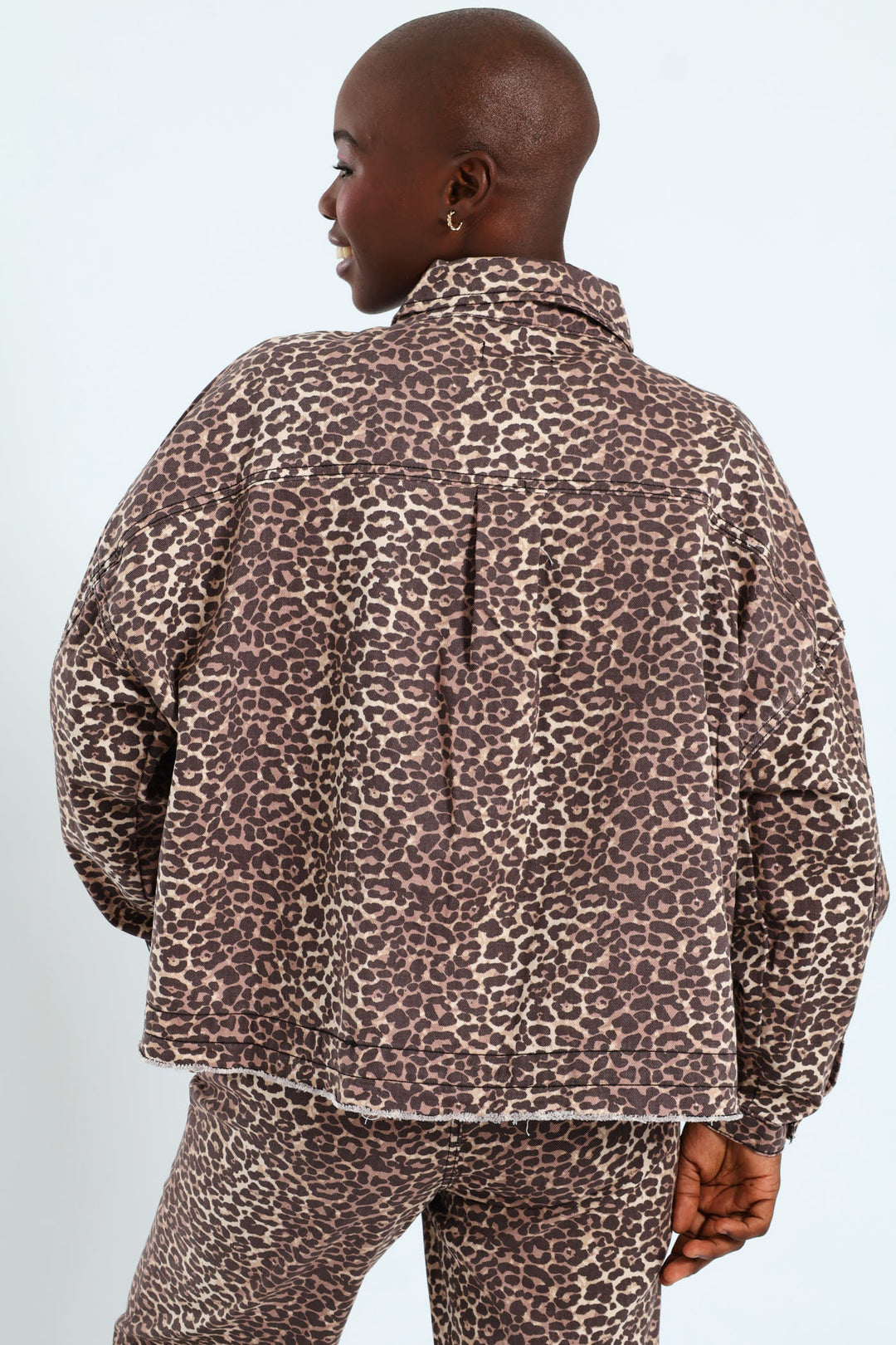 Leopard Boxy Jacket - Brown