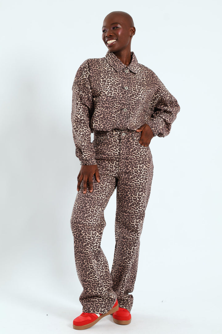 Leopard Print 90's Pants - Brown