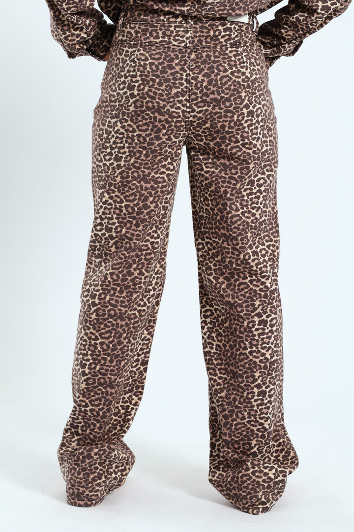 Leopard Print 90's Pants - Brown