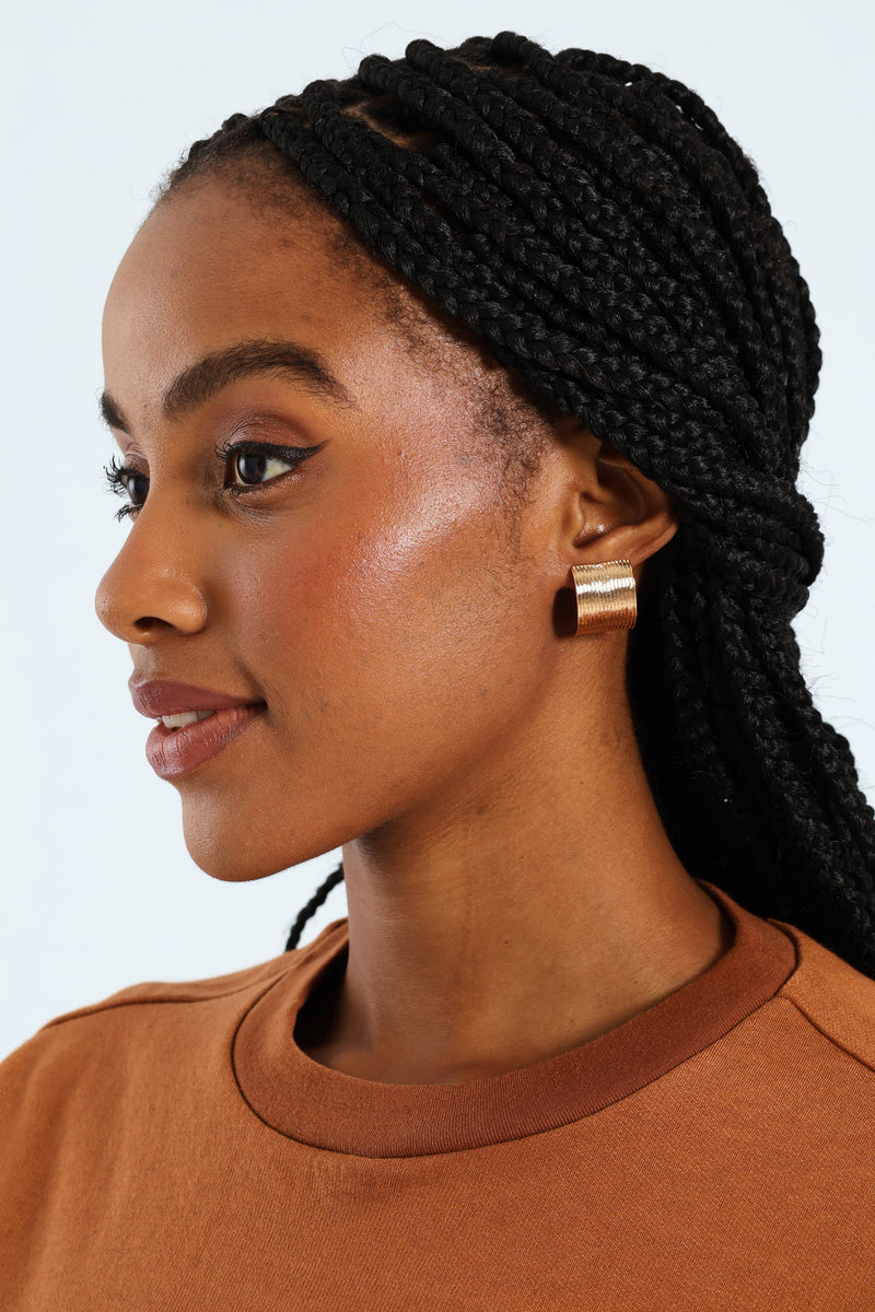 Fluted Earring - Gold