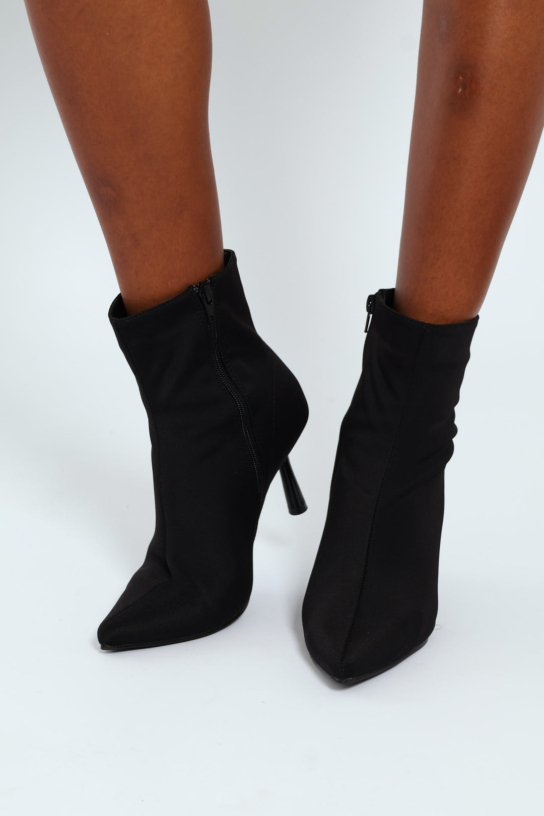 Pointy Heeled Sock Boot - Black