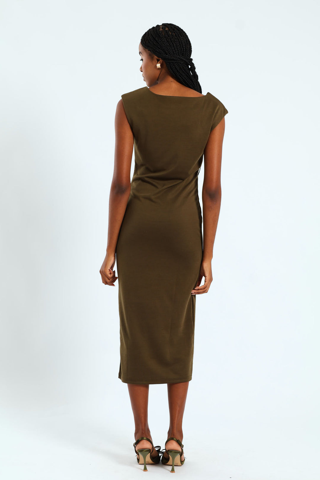 Boatneck Column Midaxi Dress - Fatigue