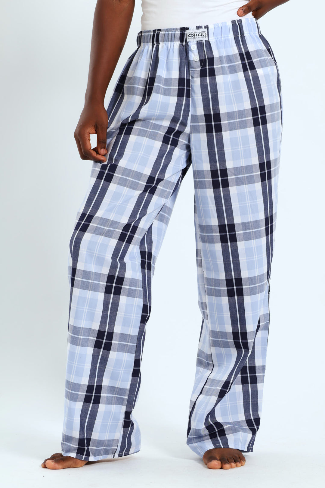 Check Woven Boxer Pant - White/Blue