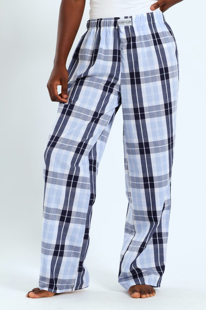 Check Woven Boxer Pant - White/Blue