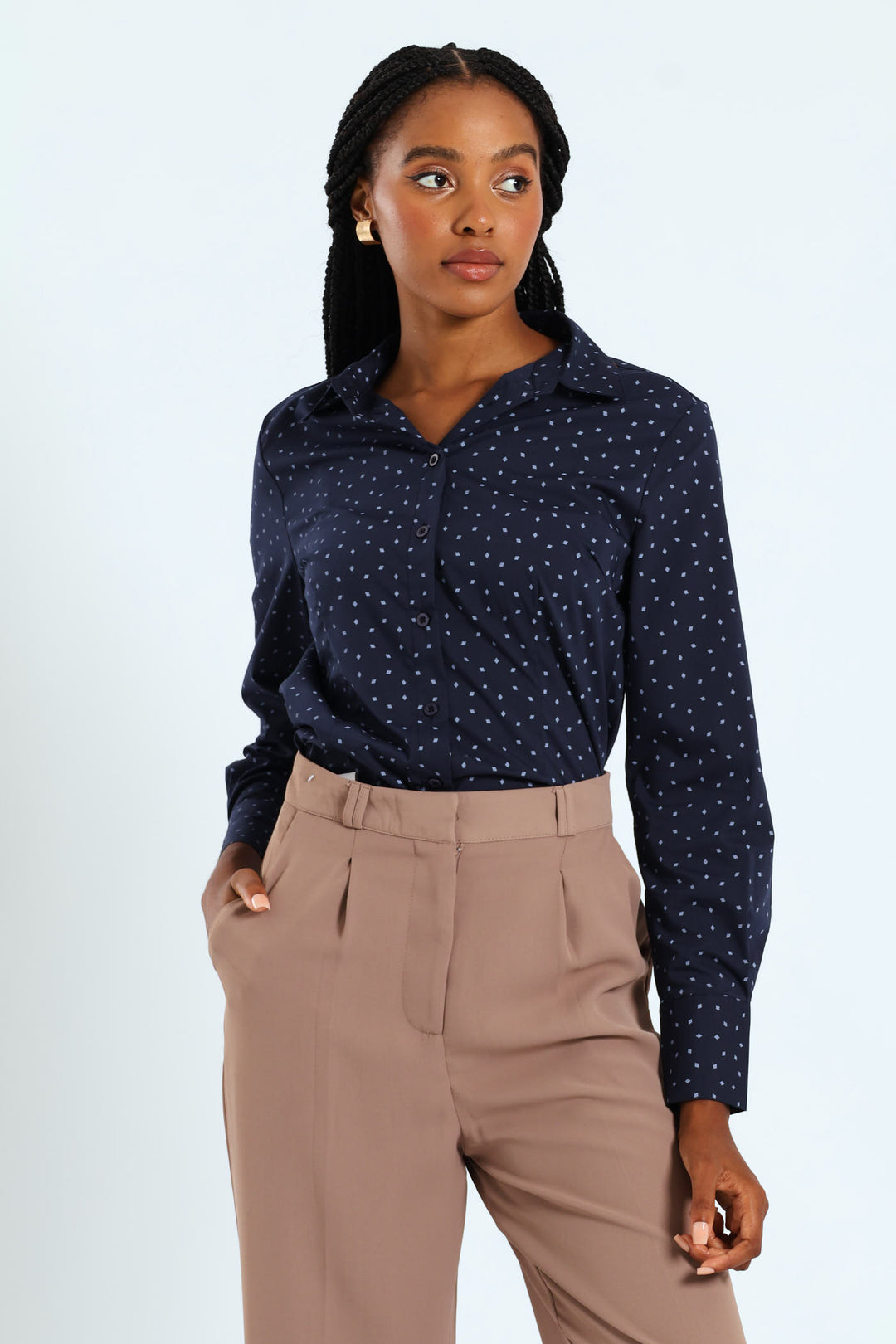 Classic Formal Geo Shirt - Navy/Blue