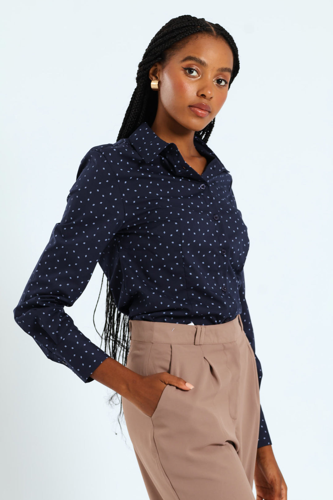 Classic Formal Geo Shirt - Navy/Blue