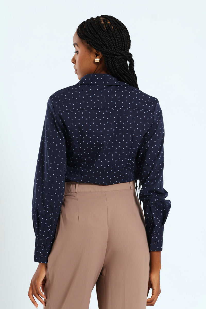 Classic Formal Geo Shirt - Navy/Blue