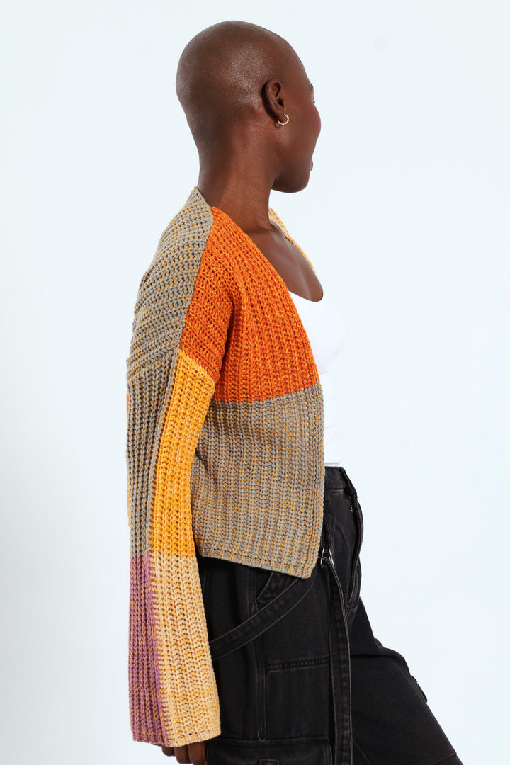 Blocked Open Cardi - Multi