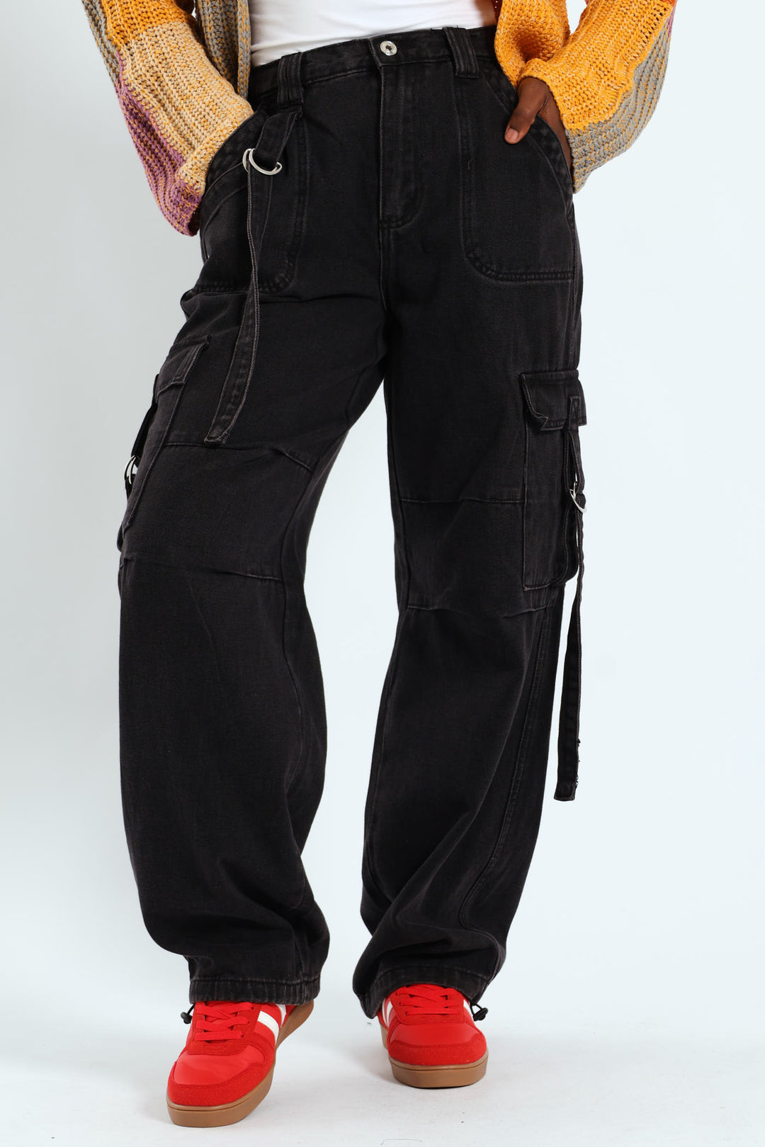 Strap Cargo Jean - Black Rinse Wash