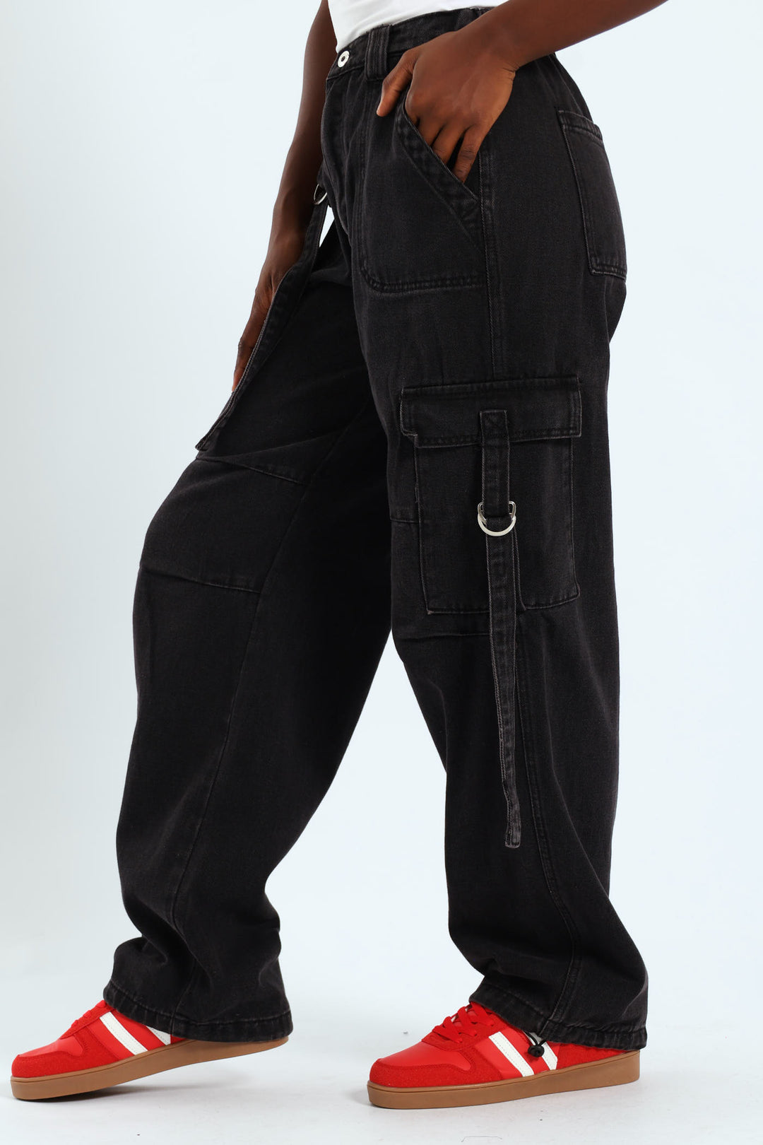 Strap Cargo Jean - Black Rinse Wash