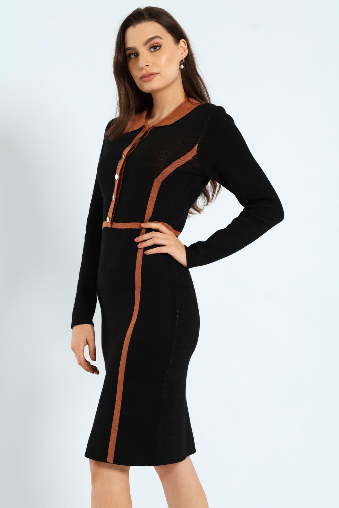 Preppy Panelled Knitwear Dress