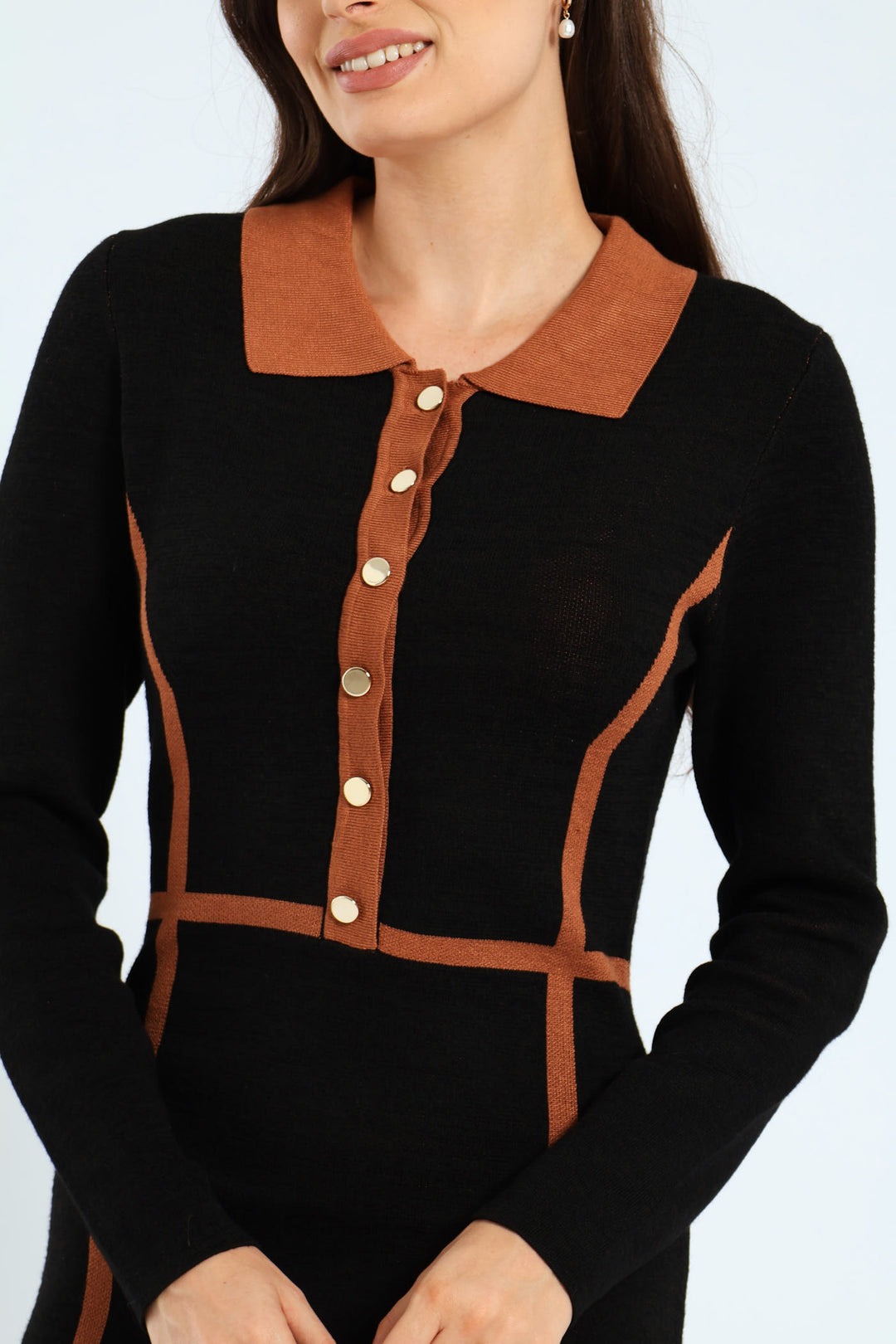 Preppy Panelled Knitwear Dress