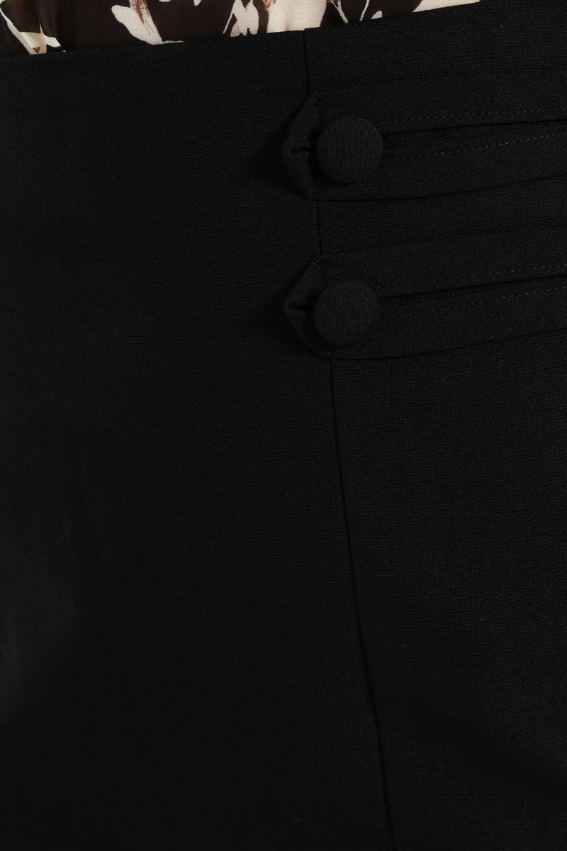 Tab Detail Pencil Skirt - Black