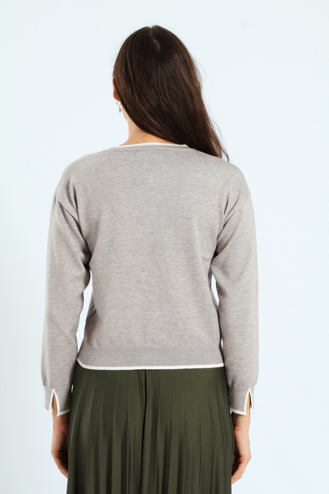 Pearl Detail Cardigan - Light Grey