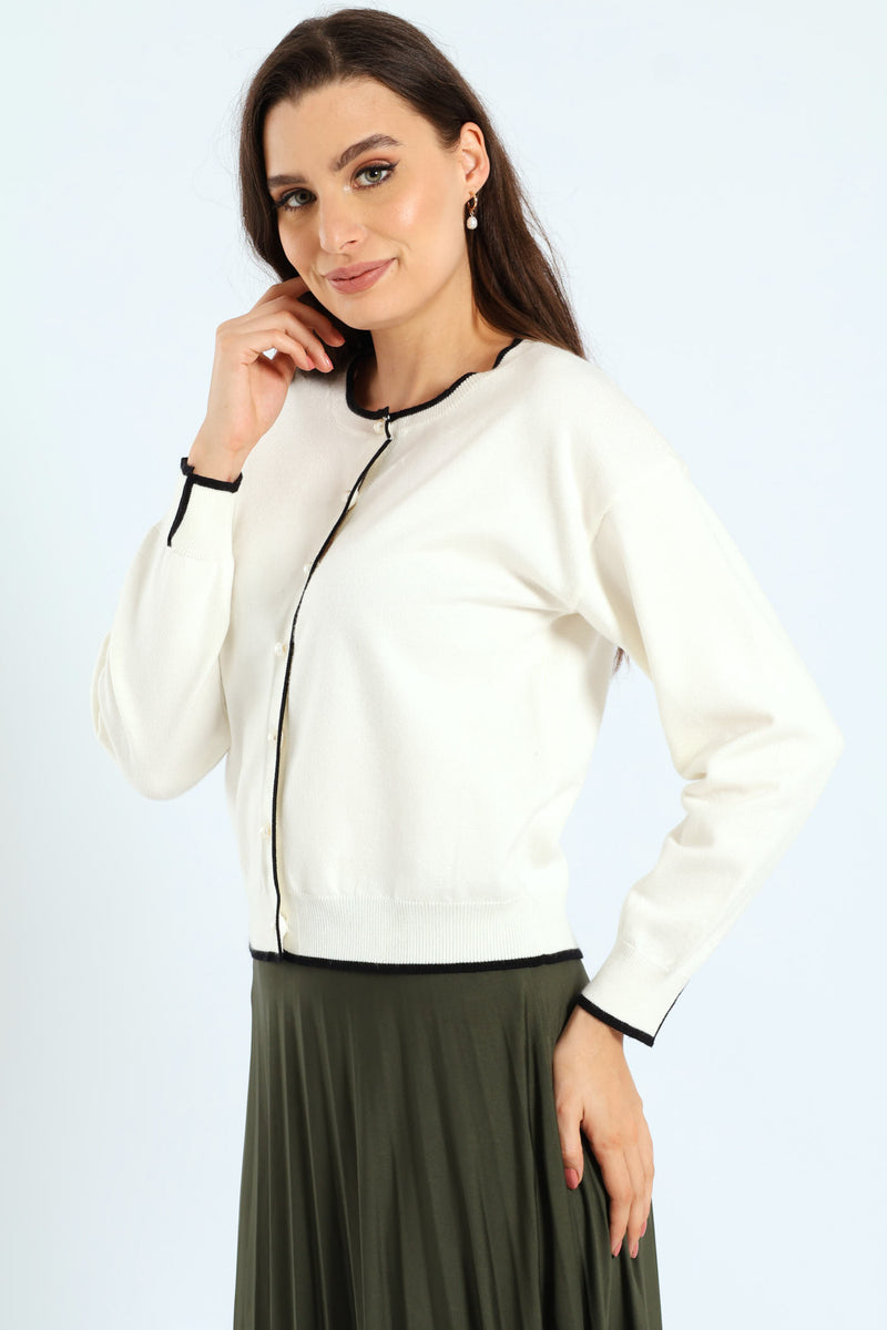 Pearl Detail Cardigan - Cream