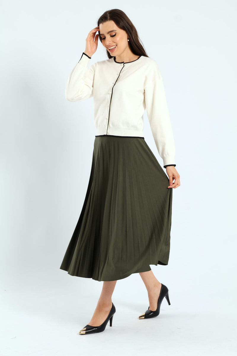 Pleated Midi Skirt - Dark Fatigue