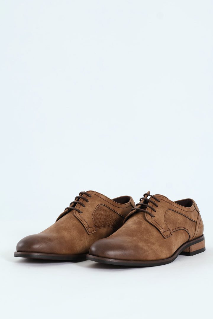 Distressed Look Smart Casual Shoe - Tan