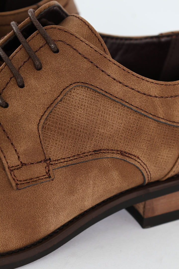 Distressed Look Smart Casual Shoe - Tan