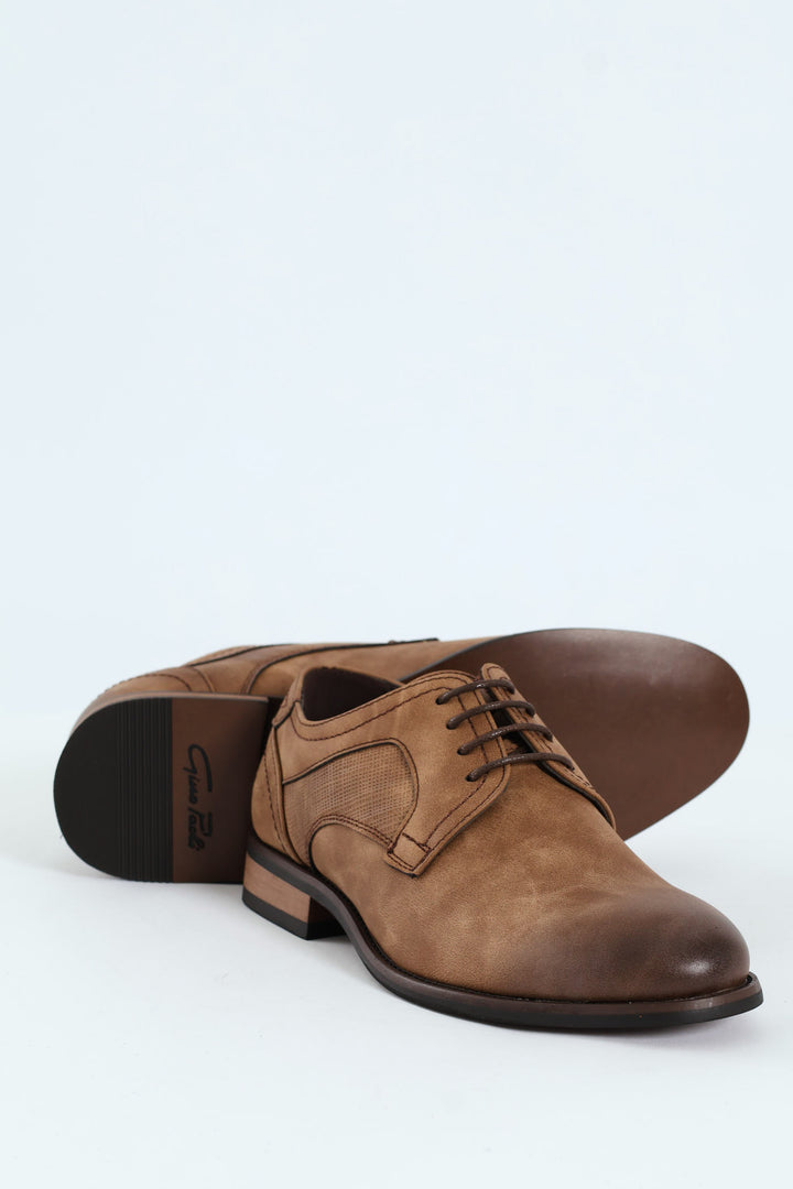 Distressed Look Smart Casual Shoe - Tan