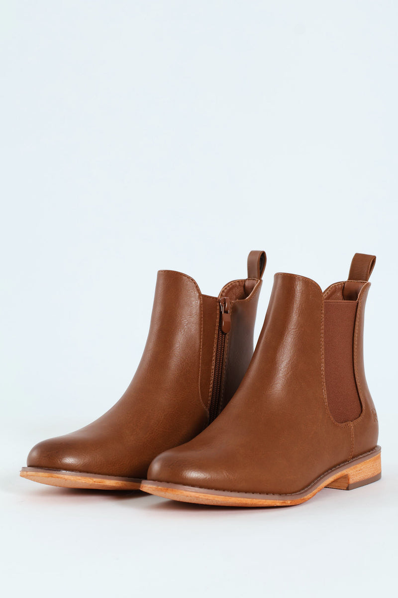 Sera Ankle Chelsea Boot With Wooden Outsole - Tan