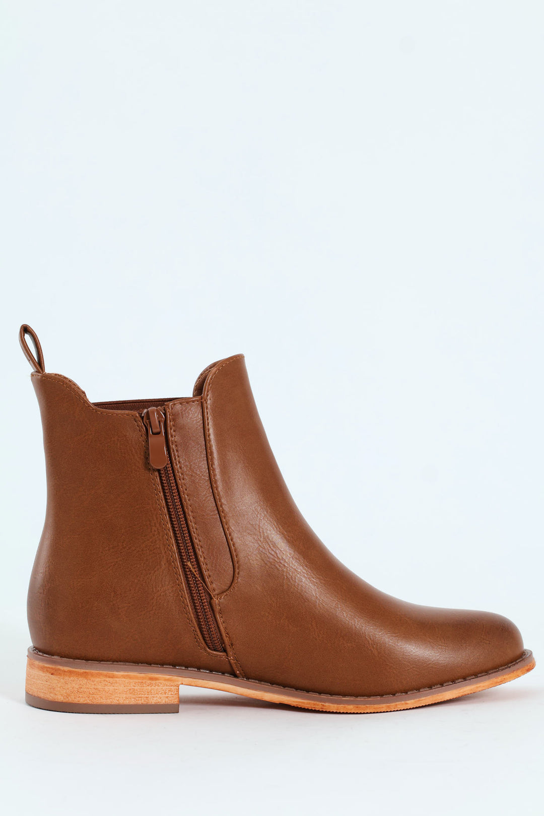 Sera Ankle Chelsea Boot With Wooden Outsole - Tan