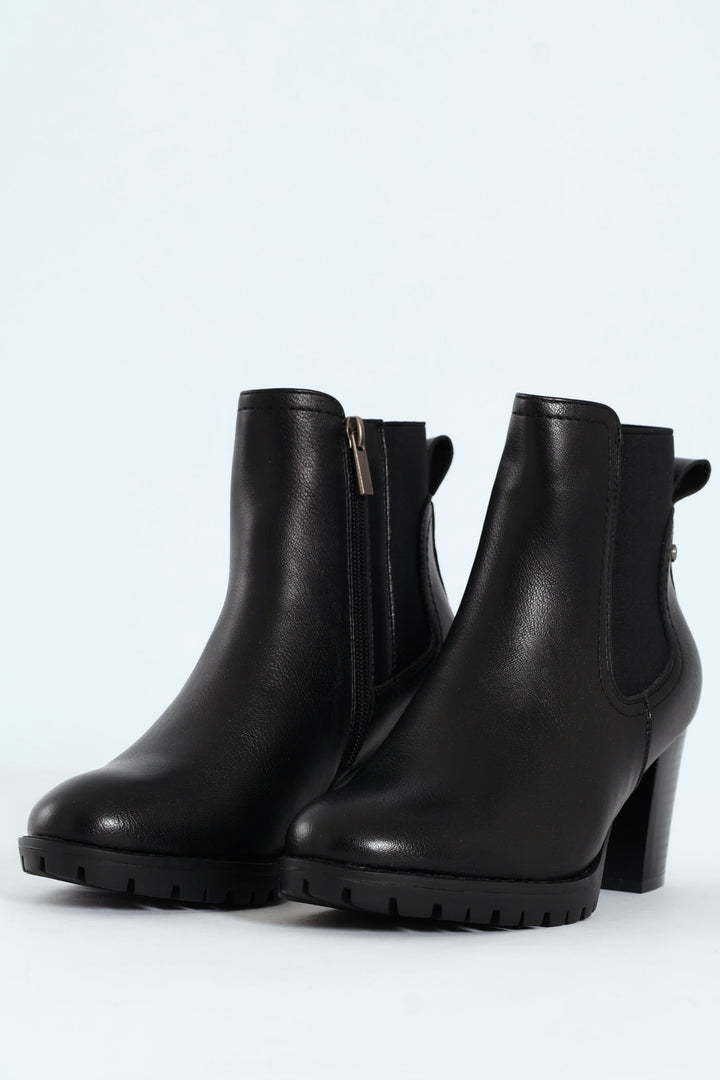 Layla Block Heel Platform Ankle Boot - Black