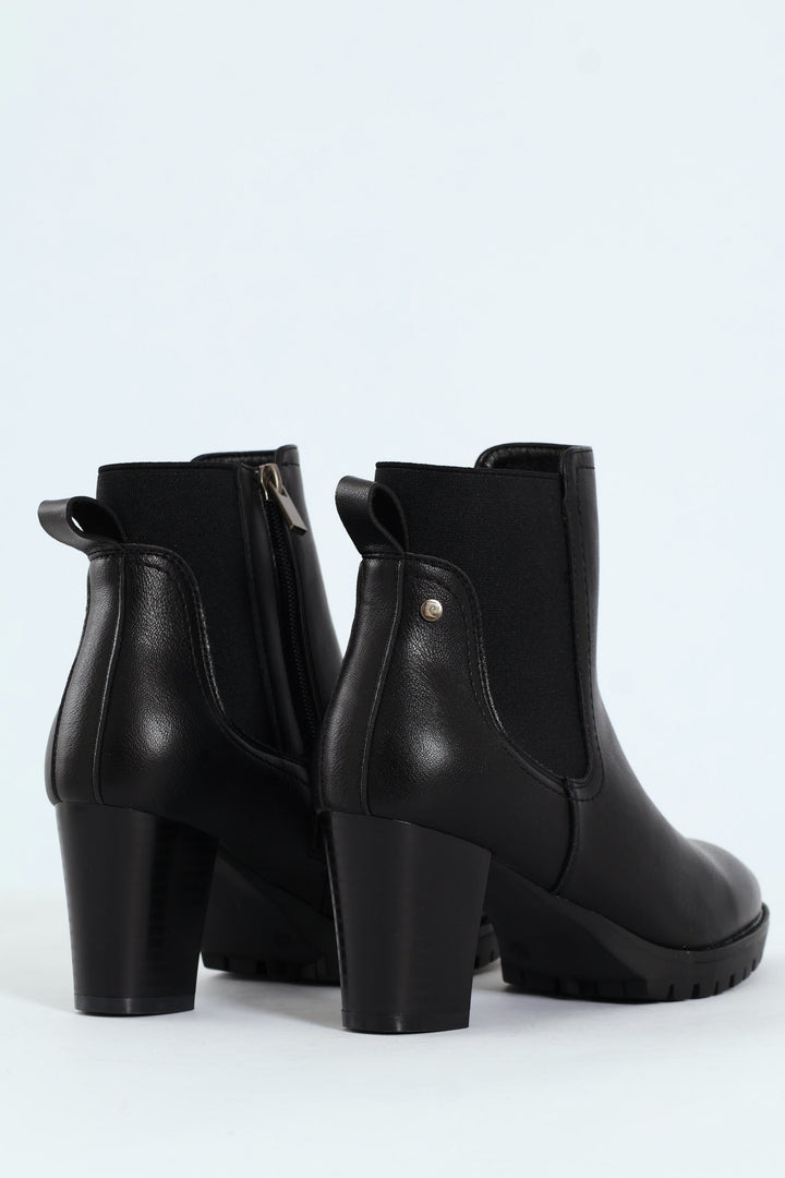 Layla Block Heel Platform Ankle Boot - Black