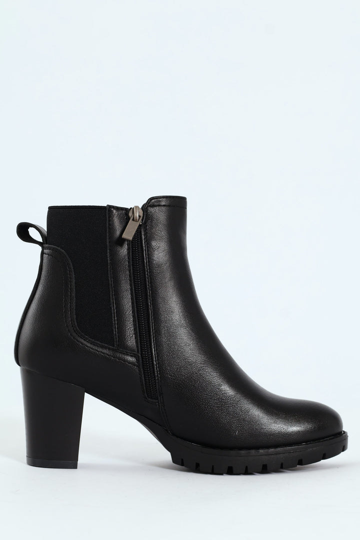 Layla Block Heel Platform Ankle Boot - Black