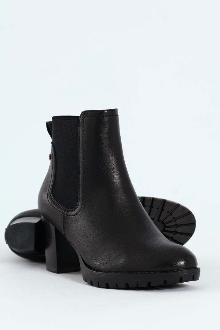 Layla Block Heel Platform Ankle Boot - Black