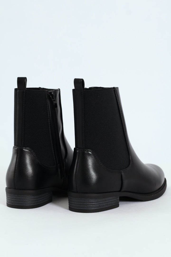 Round Toe Chelsea Ankle Boot - Black