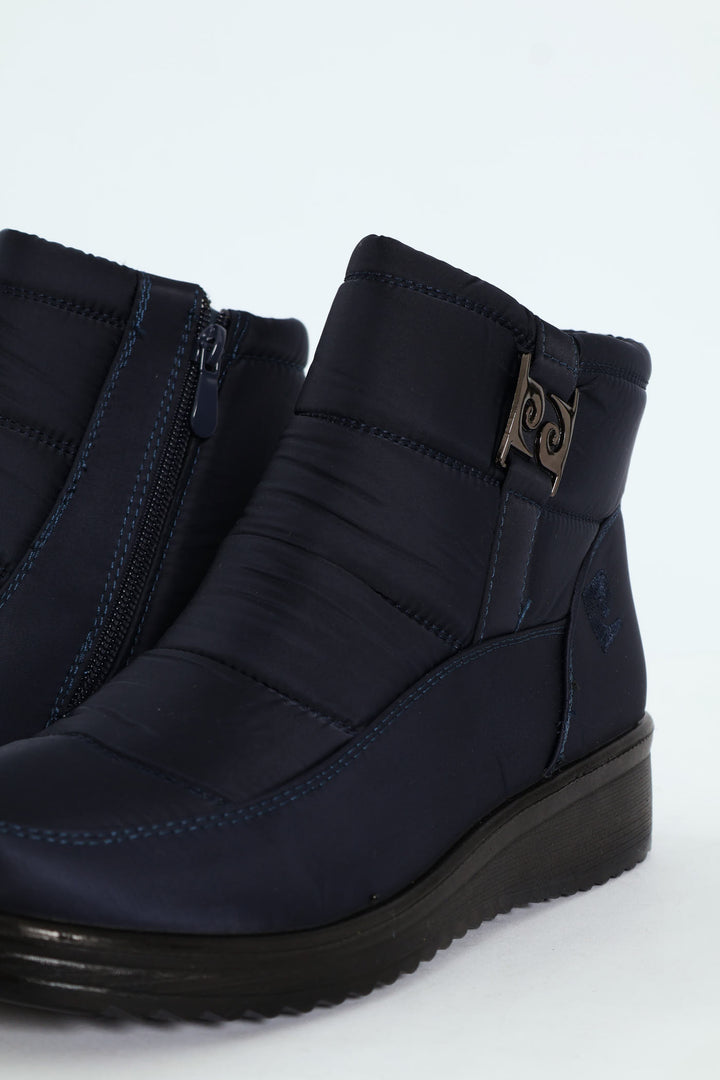 Christelle 2 Panelled Nylon Ankle Boot - Navy