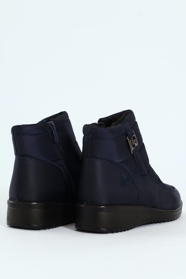 Christelle 2 Panelled Nylon Ankle Boot - Navy