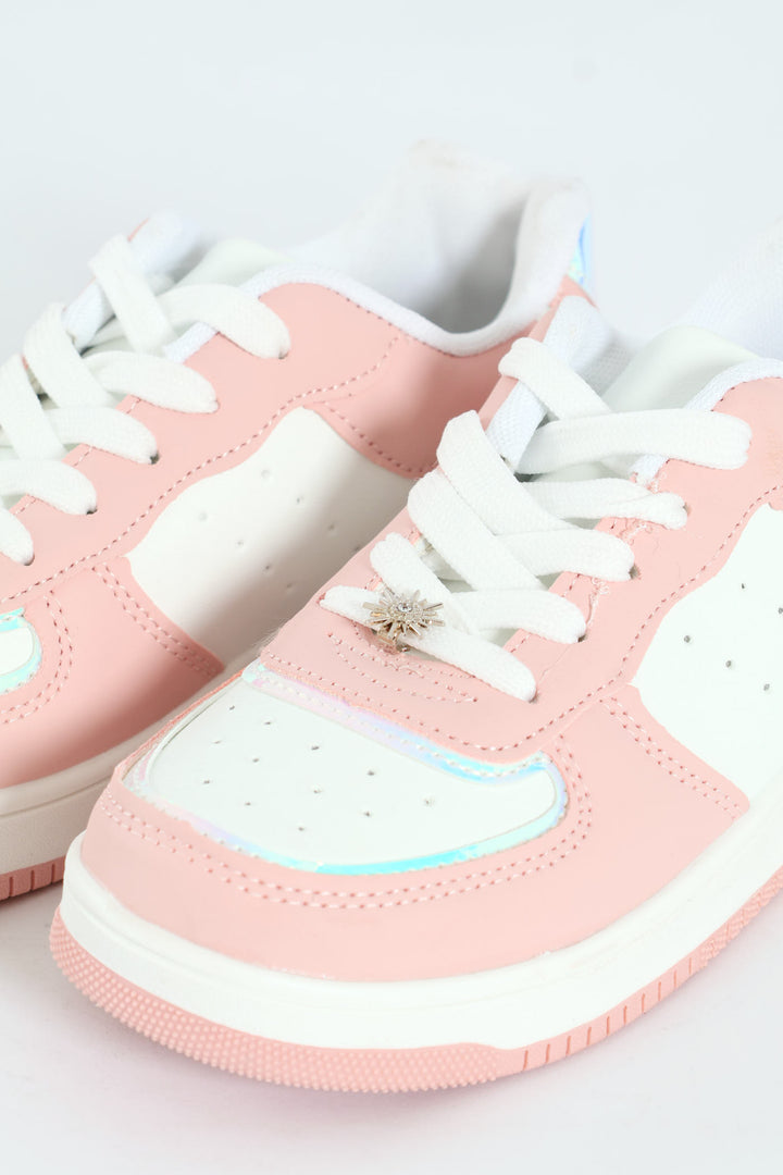 Girls Court Sneaker - White/Pink