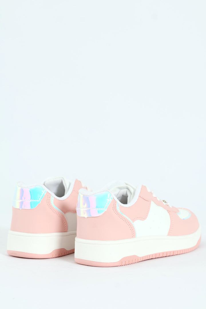 Girls Court Sneaker - White/Pink