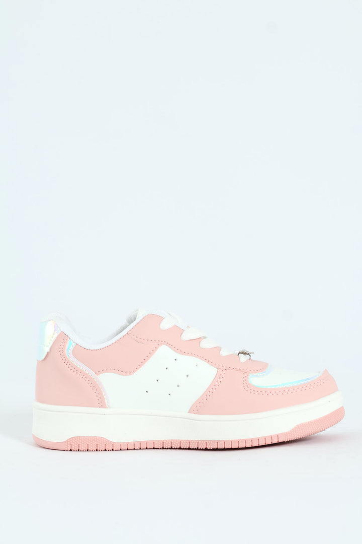 Girls Court Sneaker - White/Pink