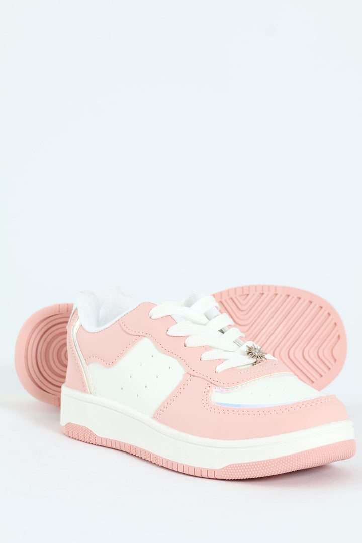 Girls Court Sneaker - White/Pink